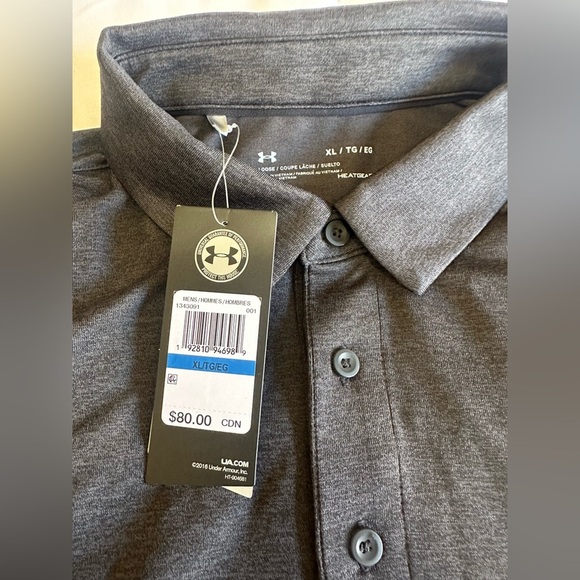 New Men’s Under Armour Grey Polo Sz XL Loose - Picture 2 of 3